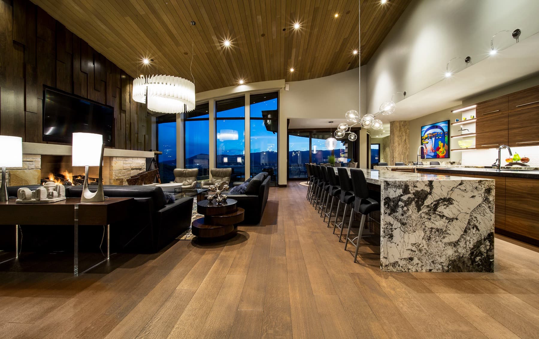 Crescent House — living and kitchen