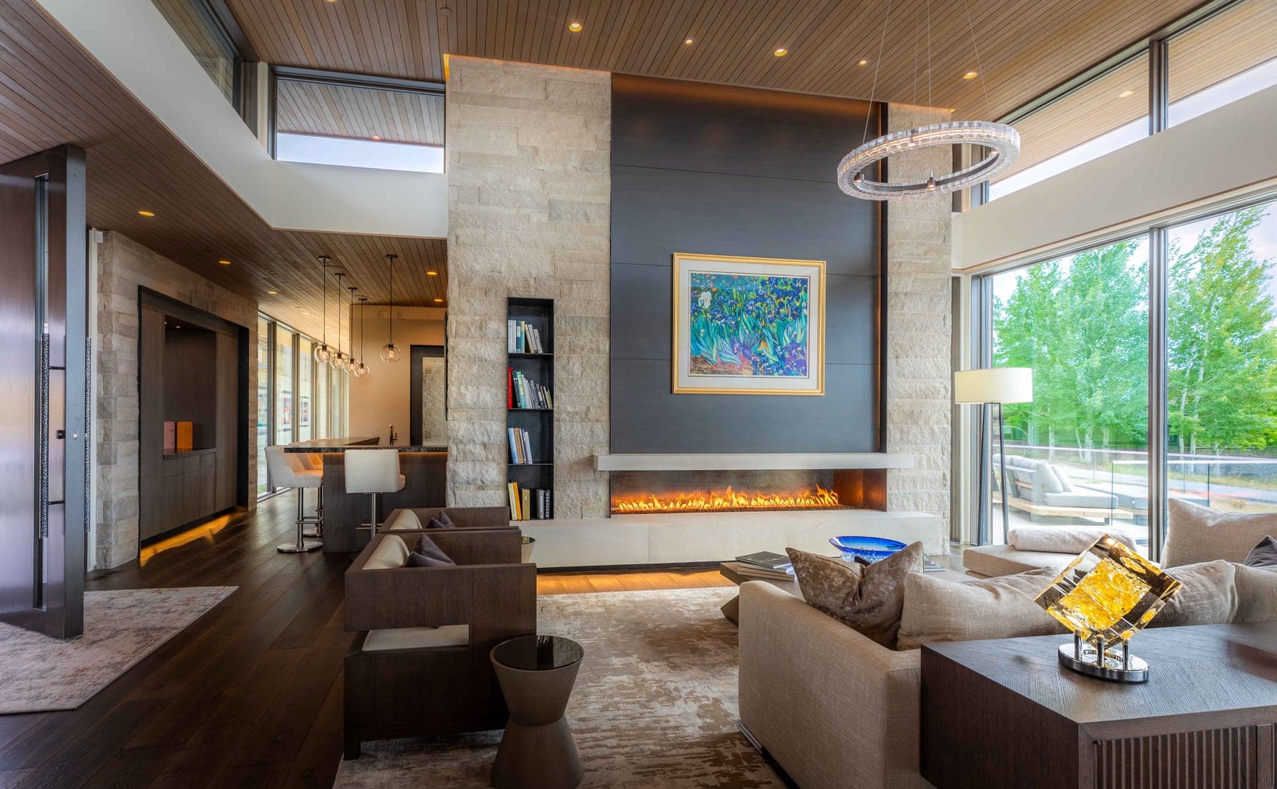 Meadow House — great room hearth